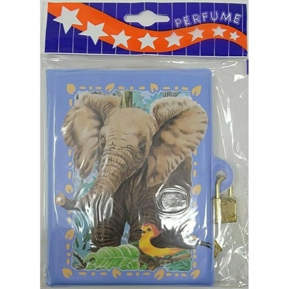 Vintage 90's Diary with Lock And Keys ELEPHANT NOS Plastic Vinyl Sealed - Picture 1 of 3